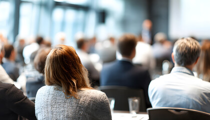 Fototapeta premium background image of a business seminar in a bright cnference room