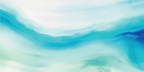 Soft pastel watercolor wave illustration with calming hues of green and blue for spa and yoga designs