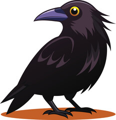 Crow on a transparent background, crow on a branch