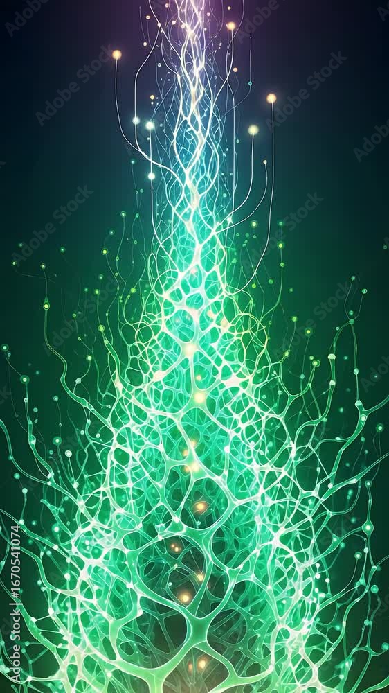 Poster digital network abstraction: a captivating digital illustration showcases a network of interconnecte