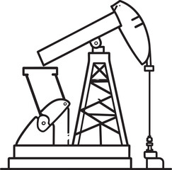 Black Vector Oil Pump Silhouette | Petroleum Industry Illustration