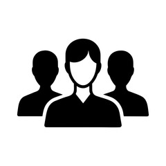 Silhouette three people group icon minimal team community symbol vector design isolated on white background