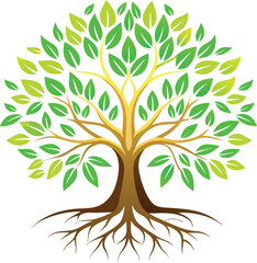 Vibrant Green Tree of Life Illustration:  Nature, Growth, and Renewal Concept.
