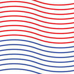 Minimal Abstract Red and Blue Wave Lines Background— Curved Striped USA-Inspired Pattern Design