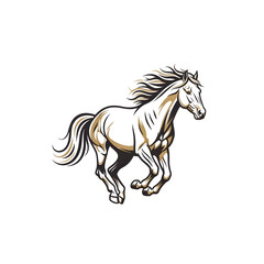 Obraz premium Elegant Running Horse: Equestrian Art, Palomino, Stallion, Graphic Design Element, Vector Illustration, Animal Print, White Horse, Brown Horse