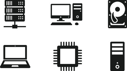 Computer Hardware Icons for Data Center and Networking


