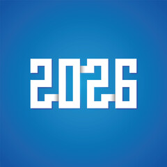  2026 Year Number with Paper Cut Effect