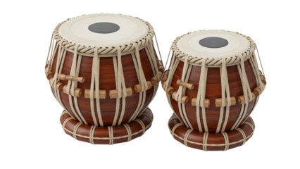 The Soulful Beat of India A Traditional Tabla Hand Drum Pair for Classical and Devotional Music Isolated on White