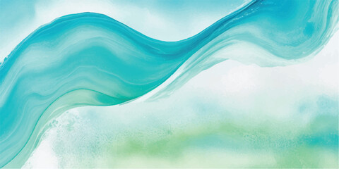 Naklejka premium Calming pastel watercolor wave pattern in blue-green—great for spa, wellness, and tranquil digital art