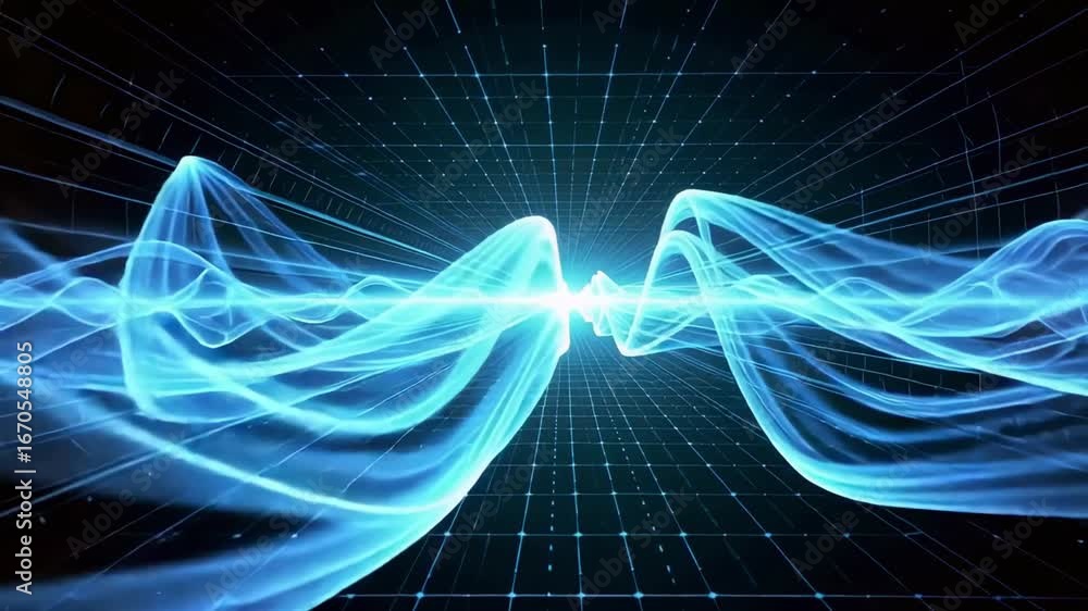 Poster blue energy wave abstract background motion graphics animation video stock footage effect for editor