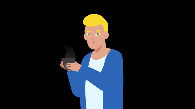 AnimatedCharacter Drinking Coffee