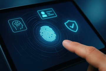 Fingerprint authentication on digital device with biometric security and identity verification