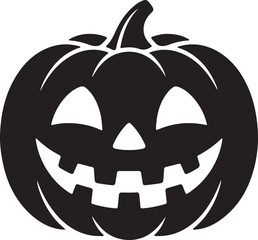 Silhouette Vector of Pumpkin with Spooky Face on White Background