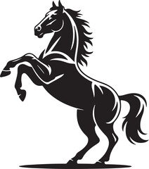 Silhouette Vector of Rearing Horse on White Background
