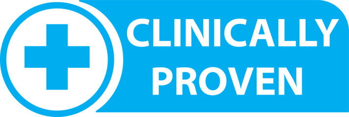 Clinically Proven Medical Cross Icon – Blue Healthcare Label