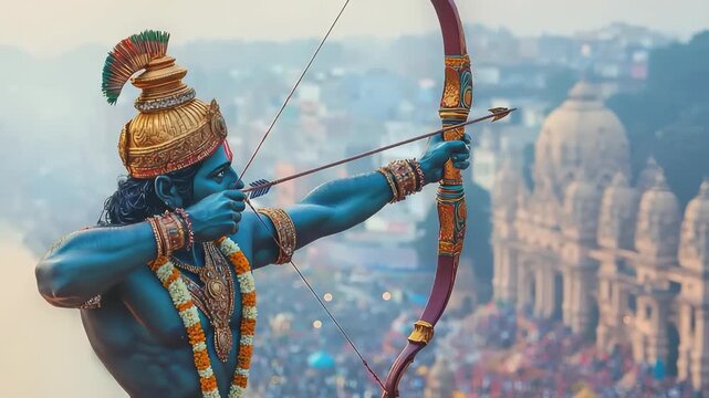 Rama virtues: perfect ruler, warrior ideal, loyal son, faithful husband, courage symbol, dharma follower, hero in Ramayana, noble tradition, Ayodhya heart, eternal protector.