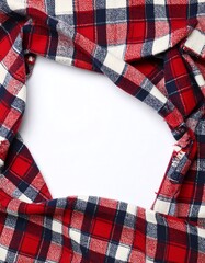 Plaid shirt fabric ripped to reveal white space