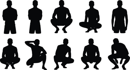 Collection of male silhouettes in various poses