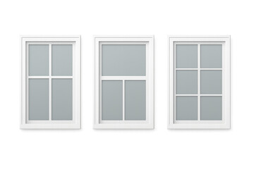 Three white windows with transparent background providing natural light