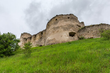 Defensive walls and towers of medieval Sydoriv Castle, Ukraine