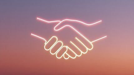 Obraz premium Symbolic Handshake Illustration at Sunset Representing Unity and Collaboration