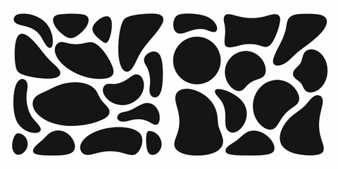 Abstract organic black shapes on a white background seamless pattern design