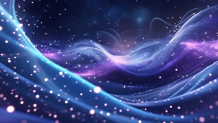 Obraz premium Abstract Space Nebula Background with Flowing Light and Shining Stars