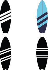Surfboard Silhouette and Color Vector Bundle | Tropical Beach Surf Clipart for Summer and Surfing Designs