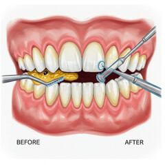 Before and After Teeth Cleaning Icon: Tartar Removal and Oral Health, Isolated.
