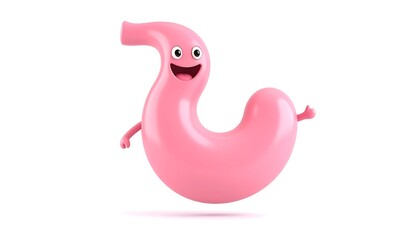 Happy pink cartoon stomach