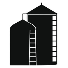 Vertical Grain Silo Silhouette Vector with Ladder