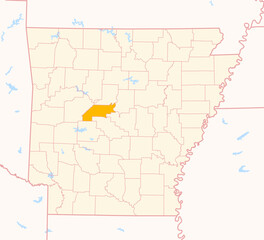 Fototapeta premium Map of the County Perry (Arkansas, US) showing the Federal State with the highlighted County
