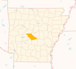 Map of the County Saline (Arkansas, US) showing the Federal State with the highlighted County
