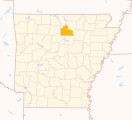 Map of the County Stone (Arkansas, US) showing the Federal State with the highlighted County