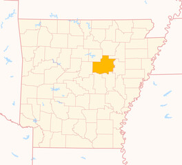 Map of the County White (Arkansas, US) showing the Federal State with the highlighted County