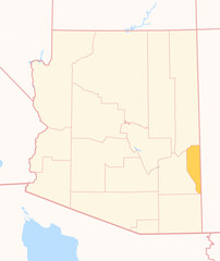 Map of the County Greenlee (Arizona, US) showing the Federal State with the highlighted County