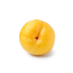 One yellow cherry plum isolated on white