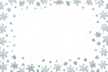 Realistic falling snowflakes creating a frame on transparent background