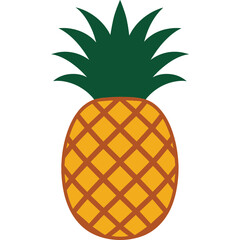 Simple stylized yellow pineapple with green crown