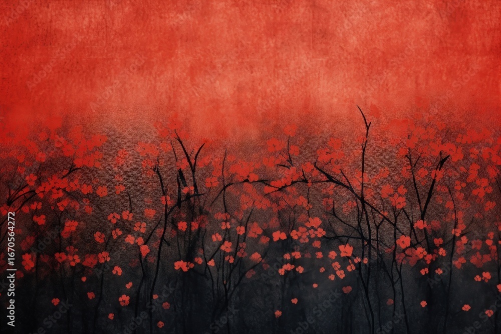 Poster silkscreen poppy pattern backgrounds textured abstract.