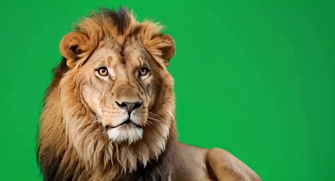 Lion against green-screen background. 4k videos.	

