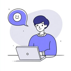 Happy developer receiving good review for his work, satisfaction for project well done, client happy with software development