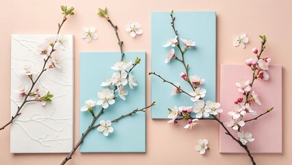 Spring Blossoms on Pastel Background Elegant Floral Arrangement