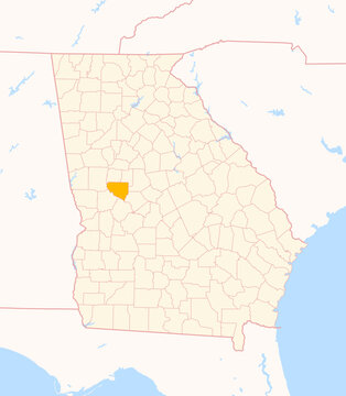 Map of the County Upson (Georgia, US) showing the Federal State with the highlighted County