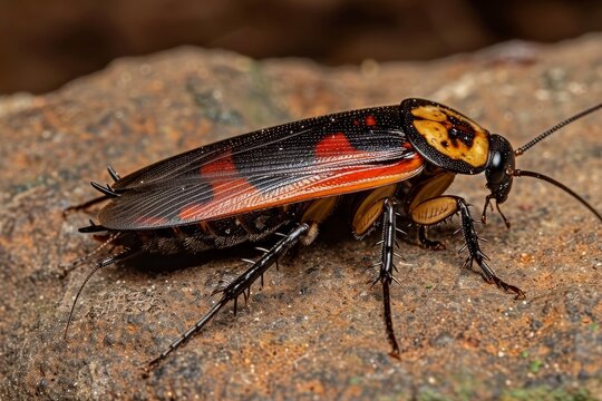 Cockroach crawls on warm kitchen floor, indicating pest infestation and hygiene issues