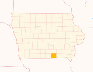 Map of the County Appanoose (Iowa, US) showing the Federal State with the highlighted County