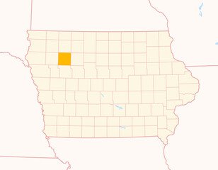 Map of the County Buena Vista (Iowa, US) showing the Federal State with the highlighted County