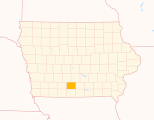 Map of the County Clarke (Iowa, US) showing the Federal State with the highlighted County