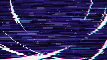 Naklejka na ściany i meble 細いエフェクトとグリッチノイズをイメージした背景イラスト_暗い_16:9
