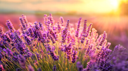 Obraz premium lavender field at sunset